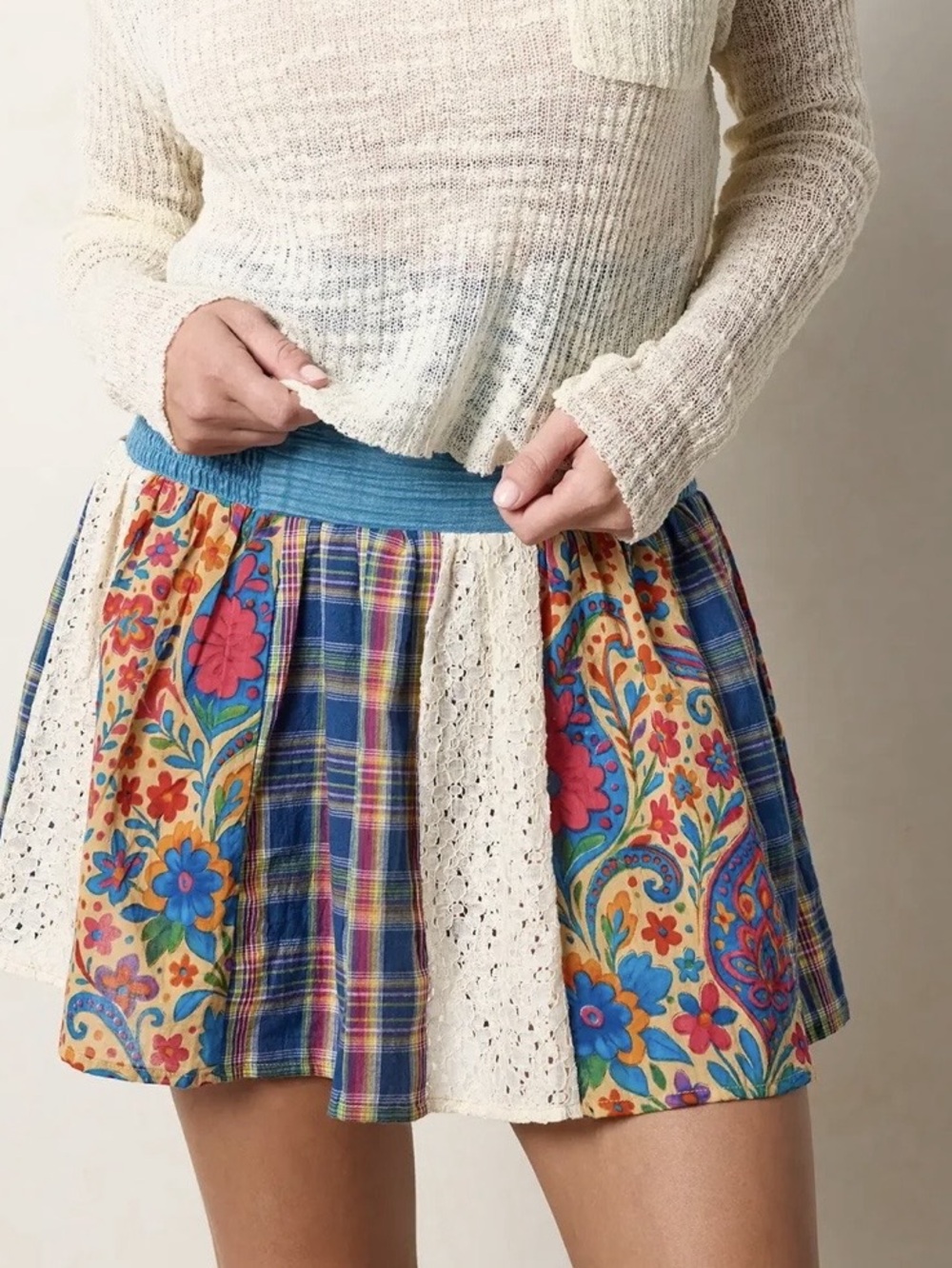 Natural life Lg patchwork mini skirt, doubles as top - Picture 3 of 4
